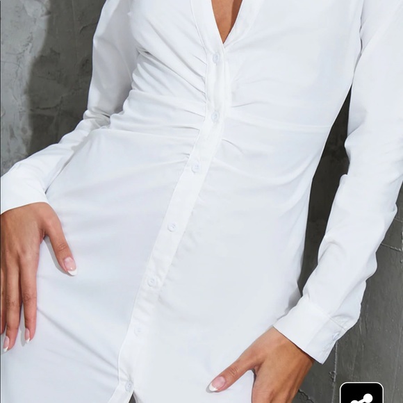 BRAND NEW WHITE SHIRT RUCHED DRESS - Picture 8 of 10